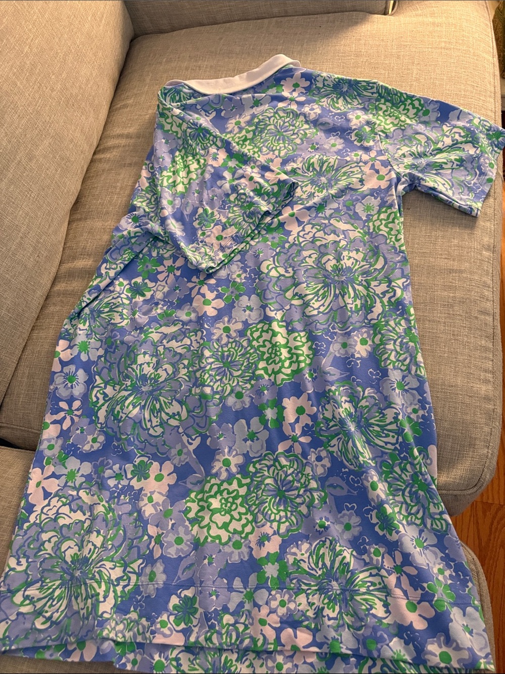 Lilly Pulitzer Blue, Green & White Floral Polo Shift Dress - Picture 3 of 5